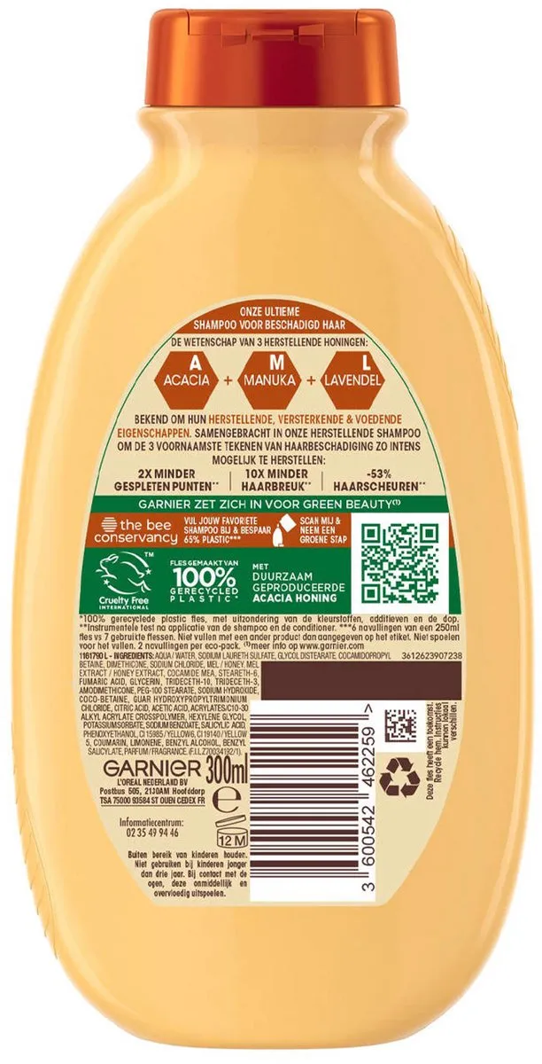 Garnier Loving Blends Honing Goud Herstellende Shampoo 3x300ml - afbeelding 6 van 6