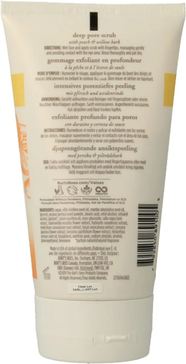 Burt's Bees Peach & Willowbark Deep Pore Scrub 110g