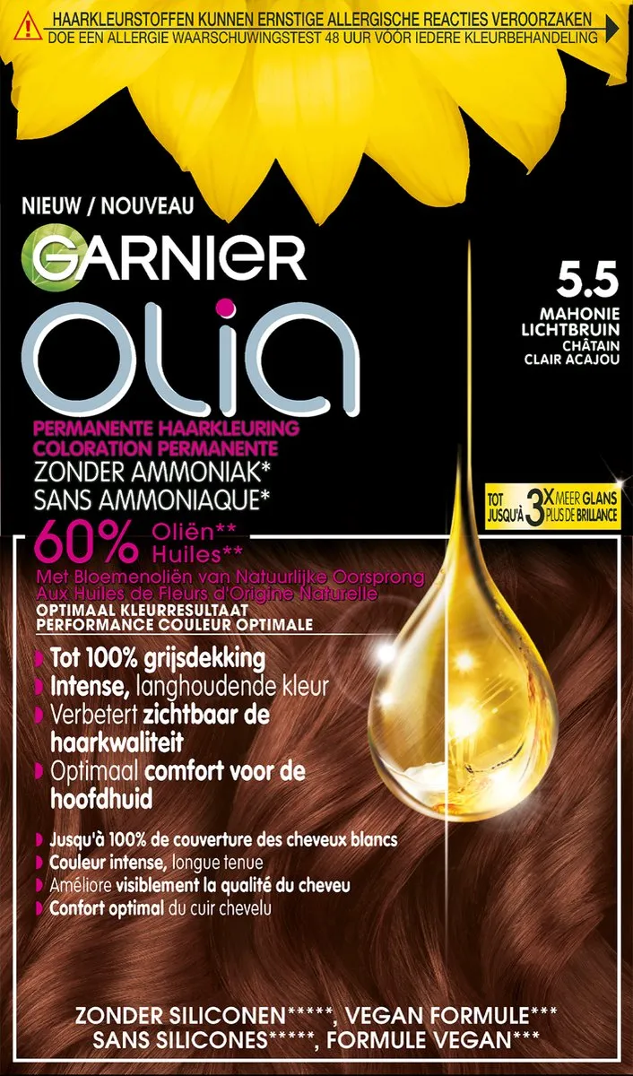 Garnier Olia Permanent Haarkleuring Mahonie Lichtbruin 5.5
