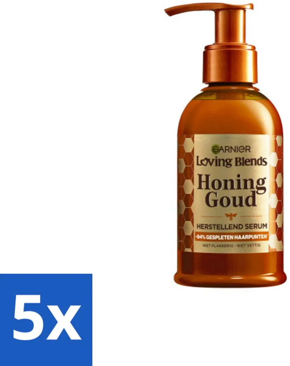 5 x Garnier - Loving Blends Honing Goud - Herstellend Haarserum - Beschadigd & Breekbaar Haar - 115 ml - Haarherstel - Haarversterking - Haarbescherming - Beschadigd Haar - Breekbaar Haar