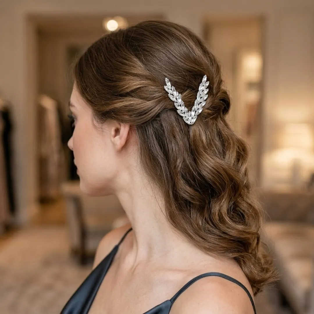 NuveX Zilverkleurige Haarspeld met Kristal - Decoratief