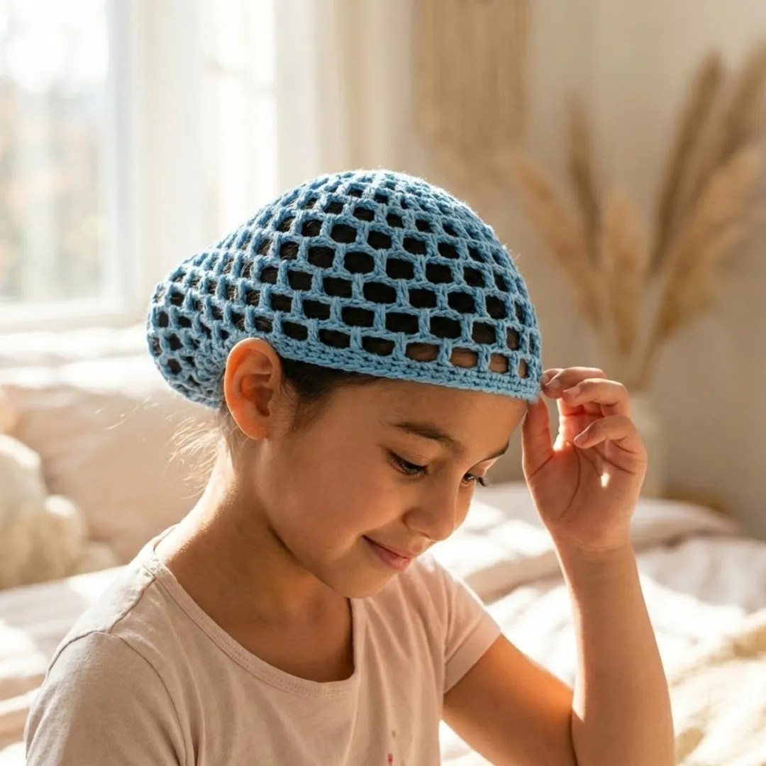 NuveX Gehaakte Haarnetjes - 3 Stuks - Wit/Zwart/Blauw