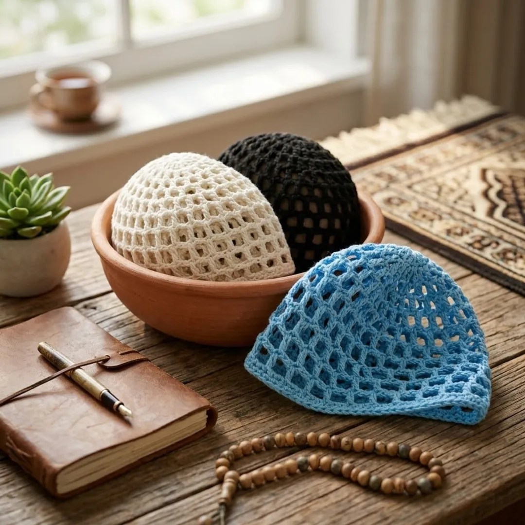 NuveX Gehaakte Haarnetjes - 3 Stuks - Wit/Zwart/Blauw
