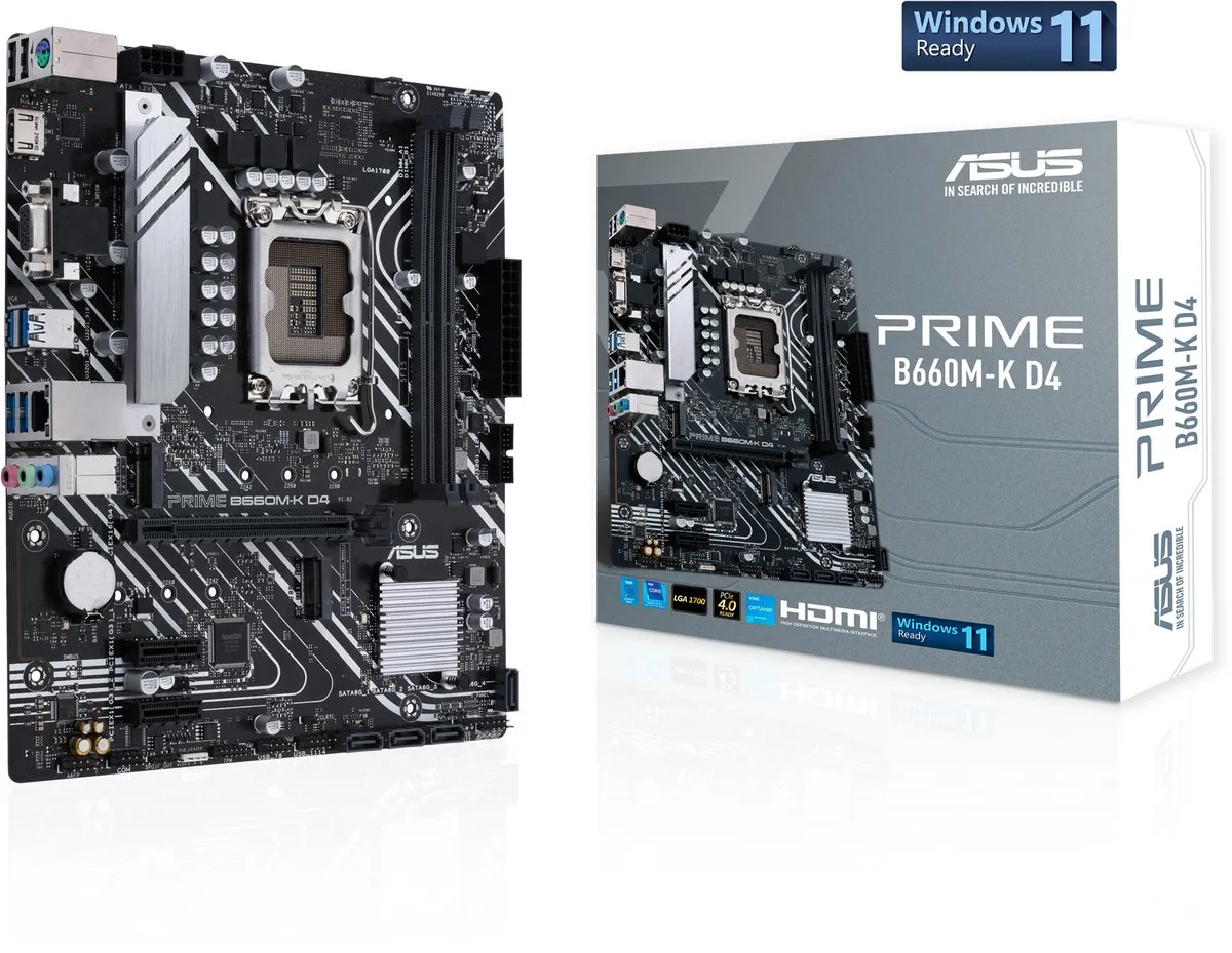 ASUS PRIME B660M-K D4 Moederbord - Intel B660 LGA 1700