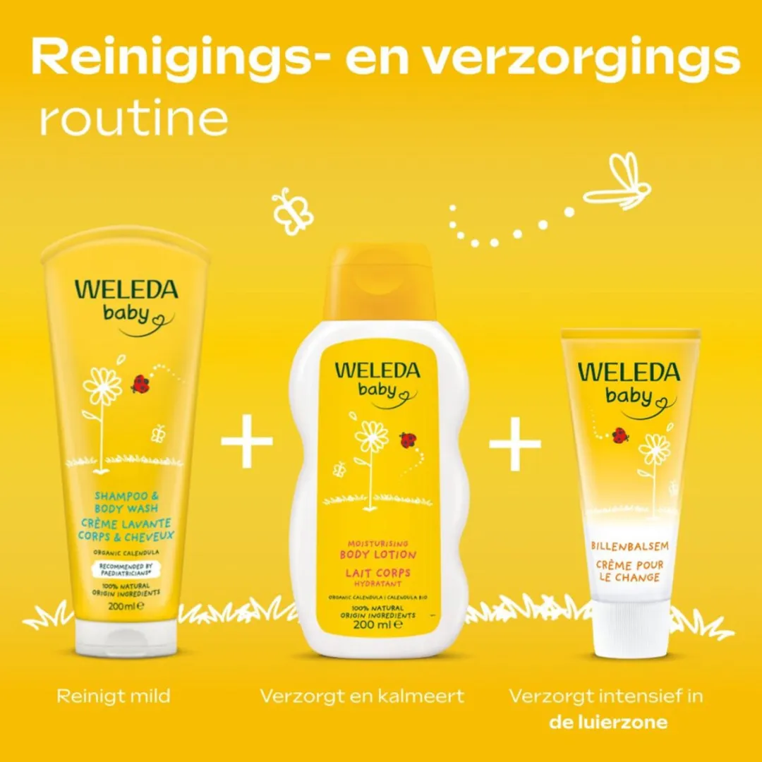 Weleda Baby Calendula Babyshampoo & Douchecrème 2x200ml - afbeelding 4 van 6