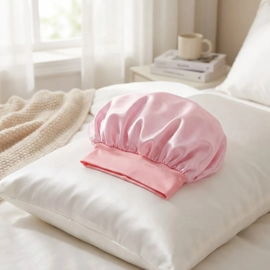 NuveX Roze Satin Haarbonnet - Elastisch - Antikroes
