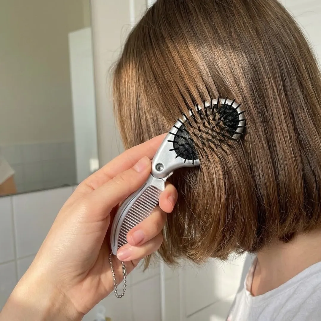 NUVEX Mini Haarborstel met Kam - Zilverkleurig