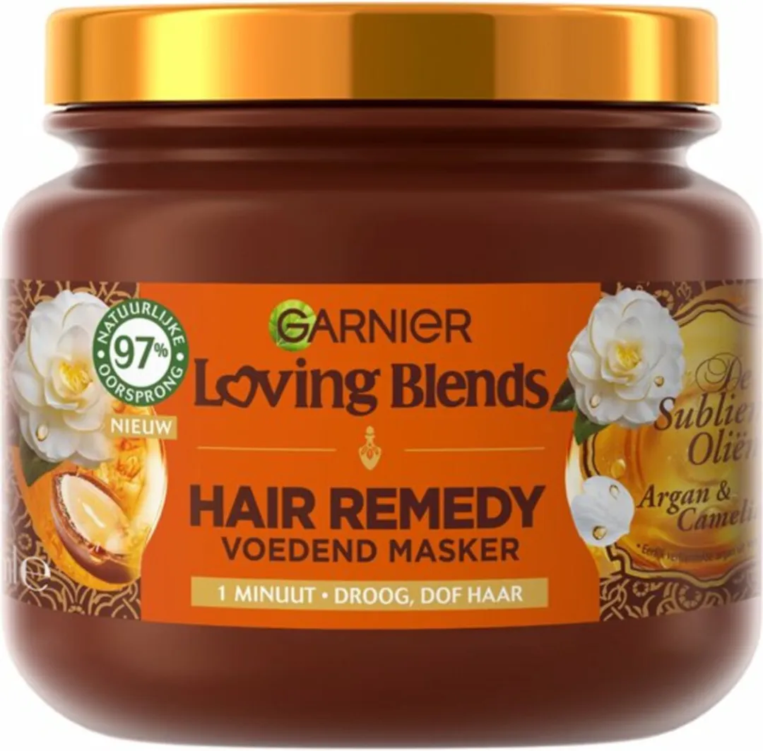 1 x Garnier - Loving Blends - Haarmasker - Argan & Cameliaolie - Droog & Dof Haar - 340 ml - Haarmasker - Arganolie - Cameliaolie - Droog Haar - Dof Haar