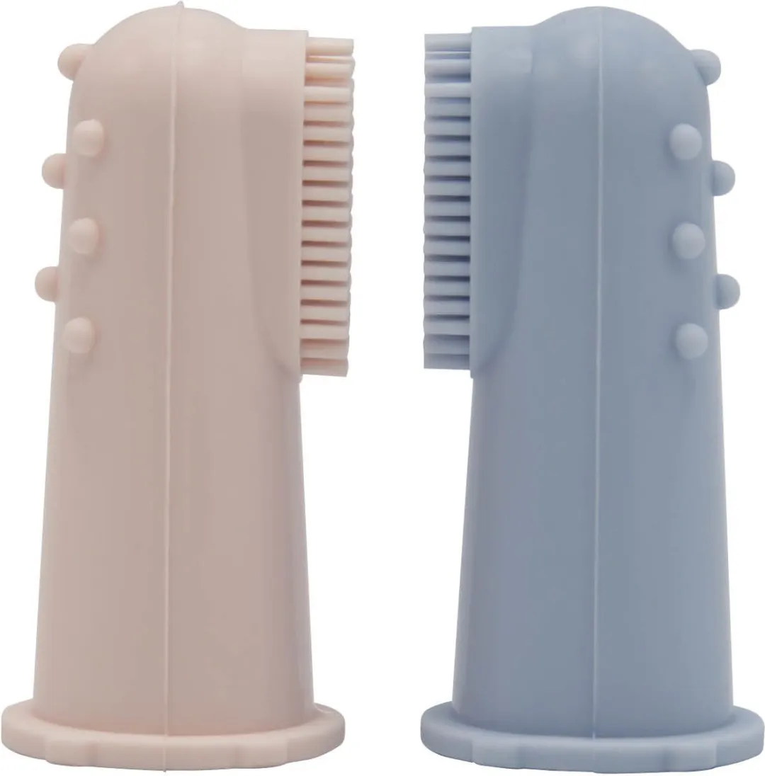 Difrax - Baby Siliconen Vingertop Tandenborstel - Blauw - 5+ maanden