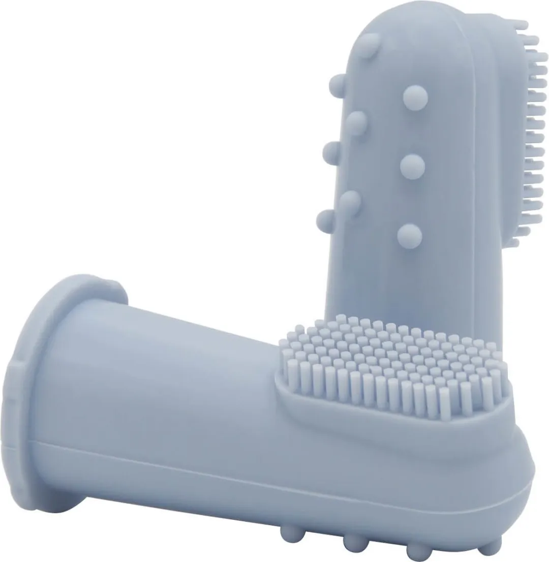 Difrax - Baby Siliconen Vingertop Tandenborstel - Blauw - 5+ maanden