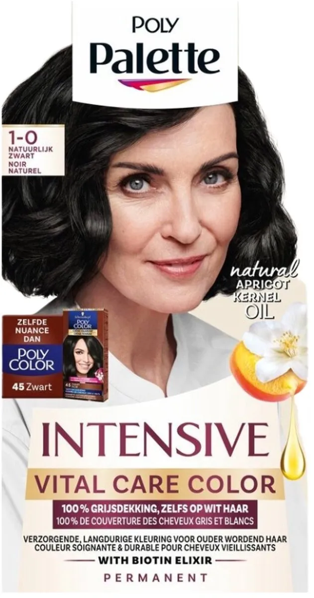 Schwarzkopf Poly Palette 1-0 Natuurlijk Zwart Haarverf 230ml