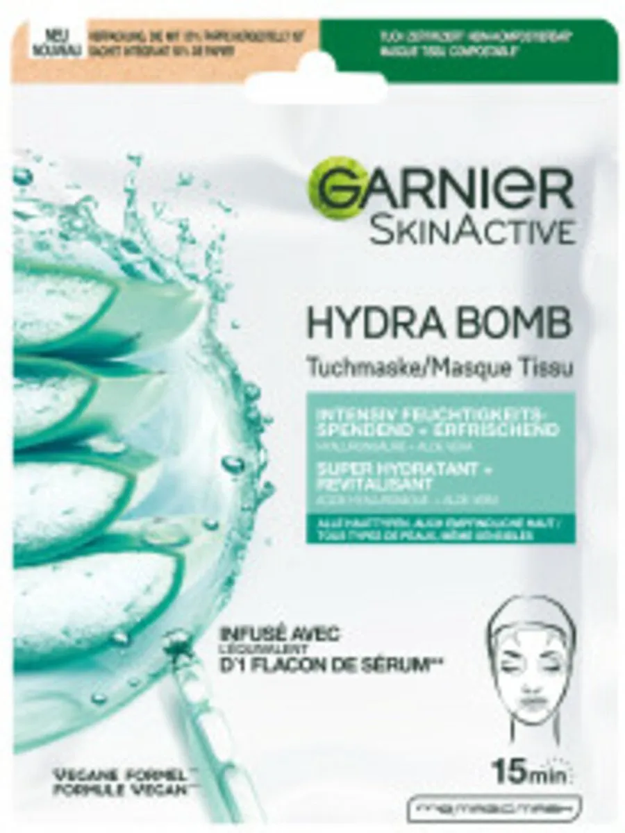 Garnier SkinActive Hyaluronzuur Aloë Vera Gezichtsmaskers