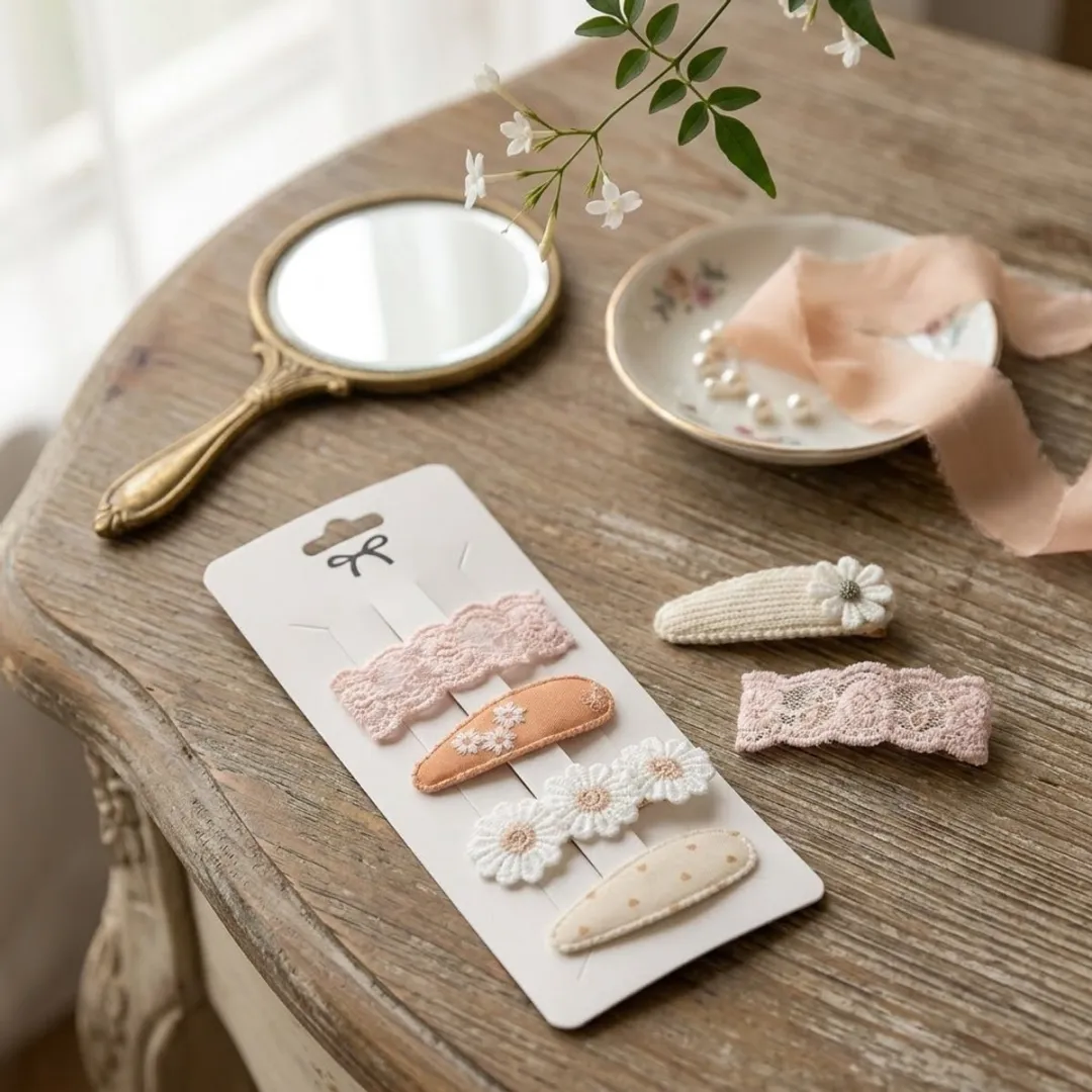 NuveX Haarspeldjes Set 5 Stuks - Peach/Wit - Bloemen & Hartjes