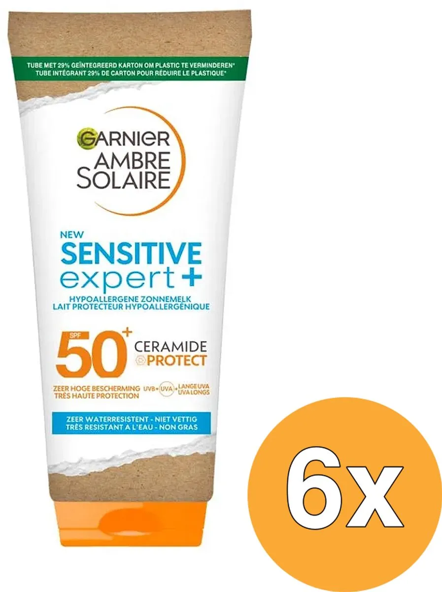 Garnier Ambre Solaire Sensitive Expert+ Zonnebrandmelk SPF 50+ 175ml - 6 Stuks