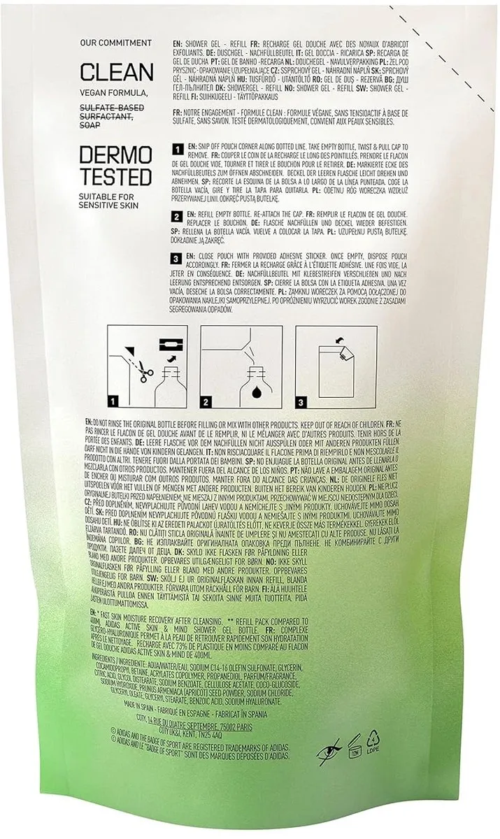 adidas Skin Detox Douchegel Refill 400ml