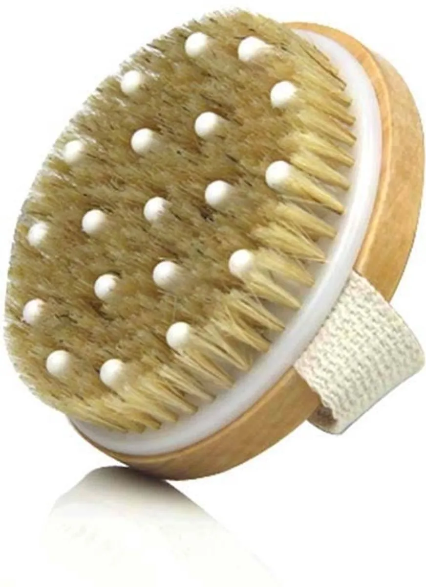 Professionele Dry brush met massagevingers - anti-cellulitis - Incl. opbergtas
