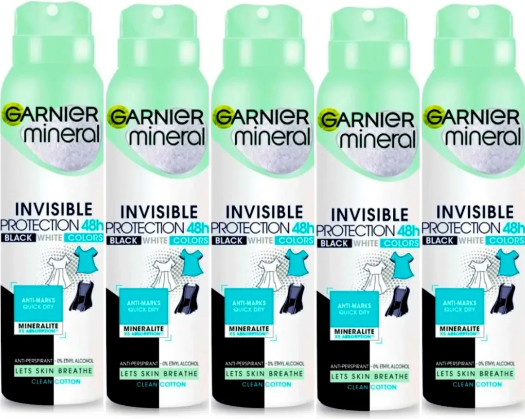 Garnier Invisible Protection Clean Cotton Bodyspray 5x150ml