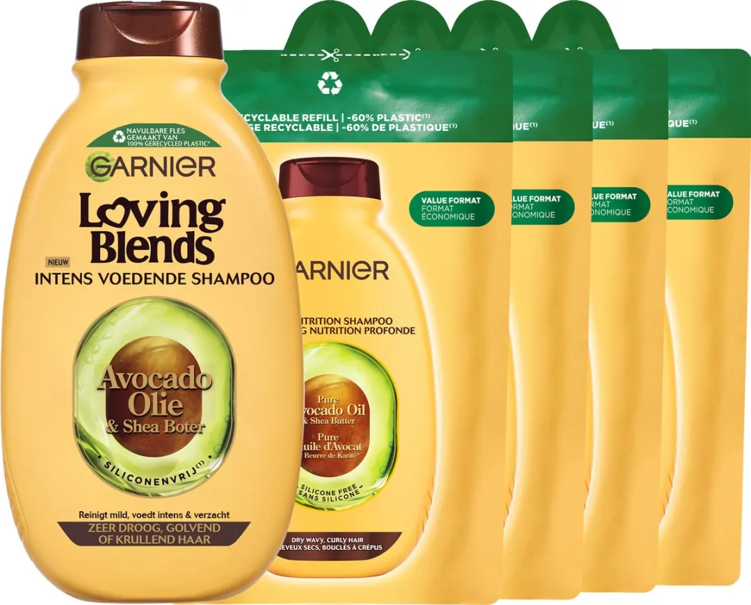 Garnier Loving Blends Avocado & Shea Shampoo Refill - 5x250ml