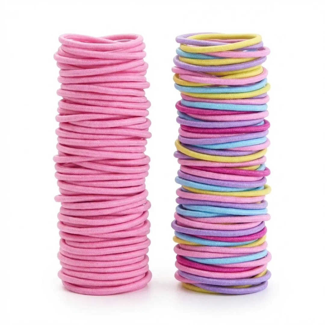 NUVEX Haar Elastiekjes 200 Stuks - Roze & Multikleur