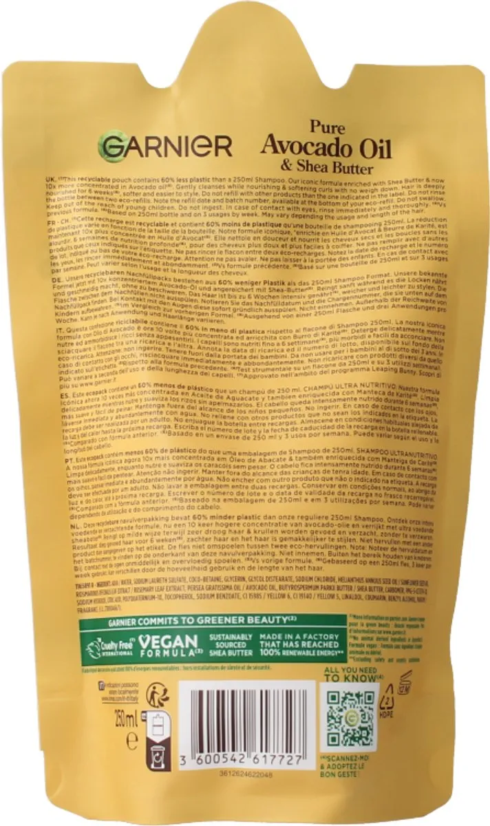 Garnier Loving Blends Avocado & Shea Boter Shampoo Refill 250ml