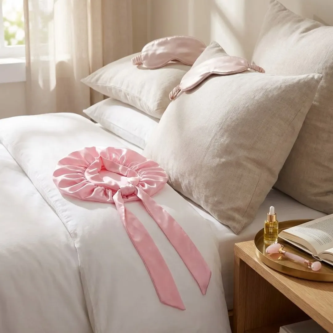 NuveX Roze Satin Haarbonnet Dames - Antikroes