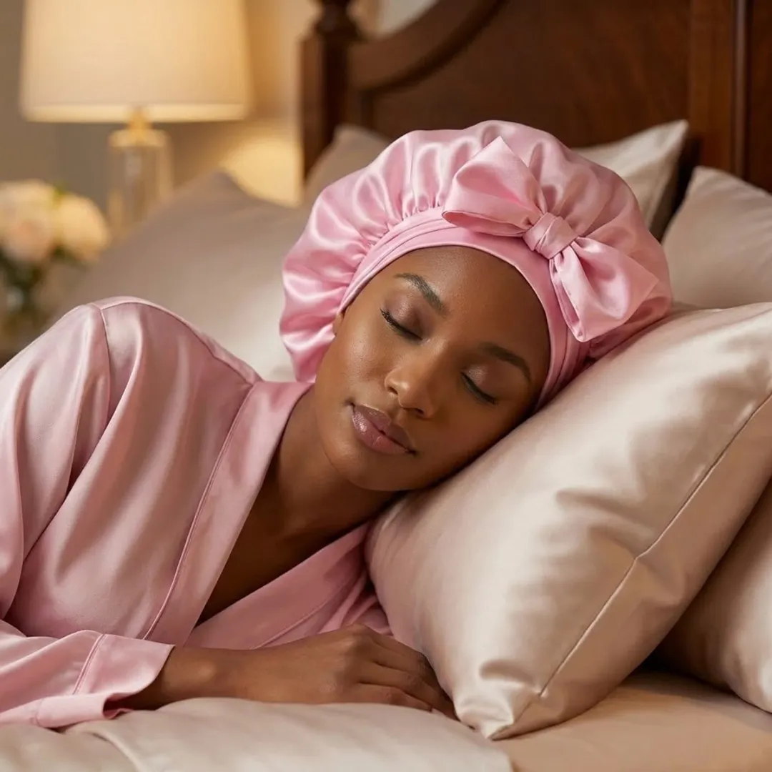 NuveX Roze Satin Haarbonnet Dames - Antikroes