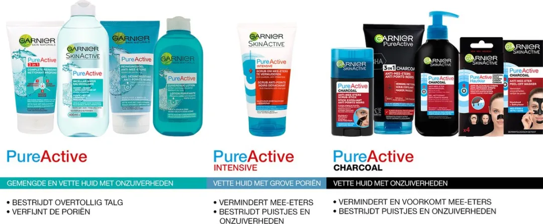 Garnier Pure Active 3in1 Gezichtsreiniger 150ml - Zwart