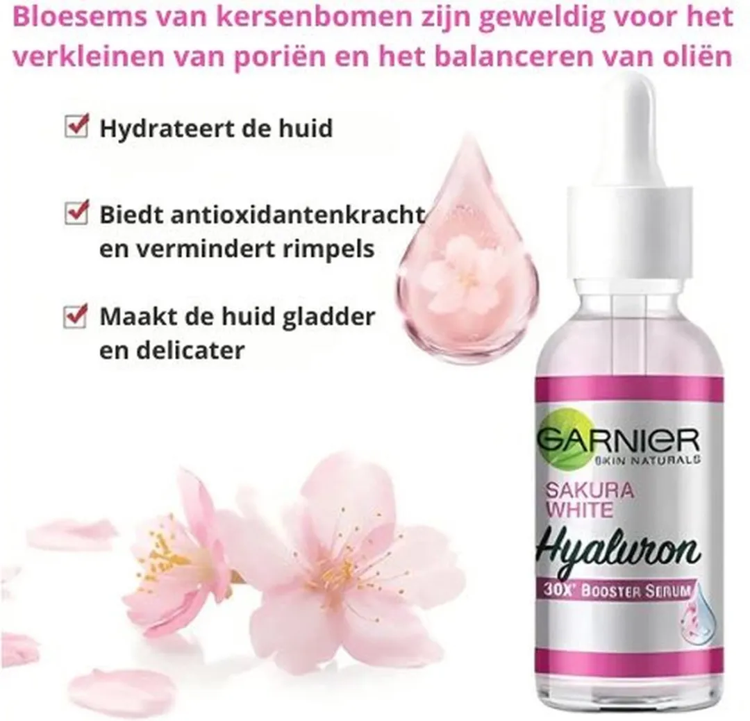 Garnier Sakura White Hyaluronzuur Booster Serum 30ml - afbeelding 6 van 6