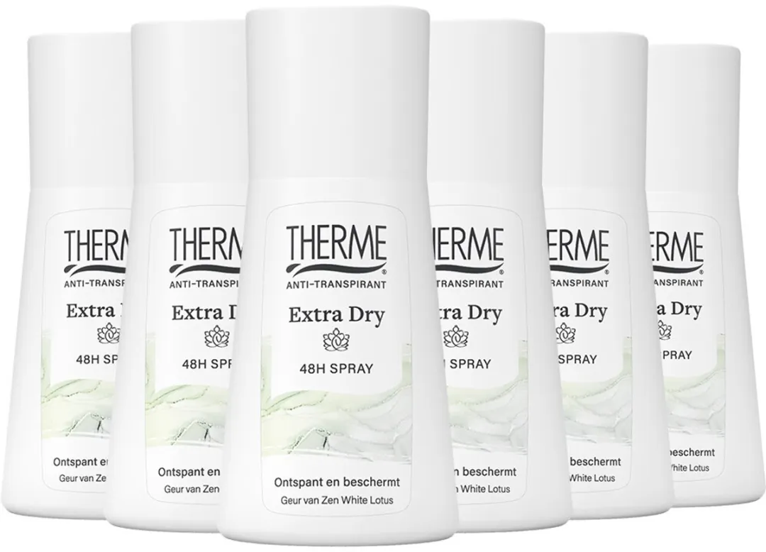 Therme Extra Dry Zen White Lotus Anti-Transpirant Spray - 6x75ml - afbeelding 6 van 6