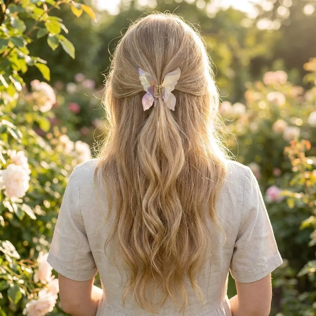 Nuvex Pastel Parelmoer Vlinder Haarclip - Pastel Roze
