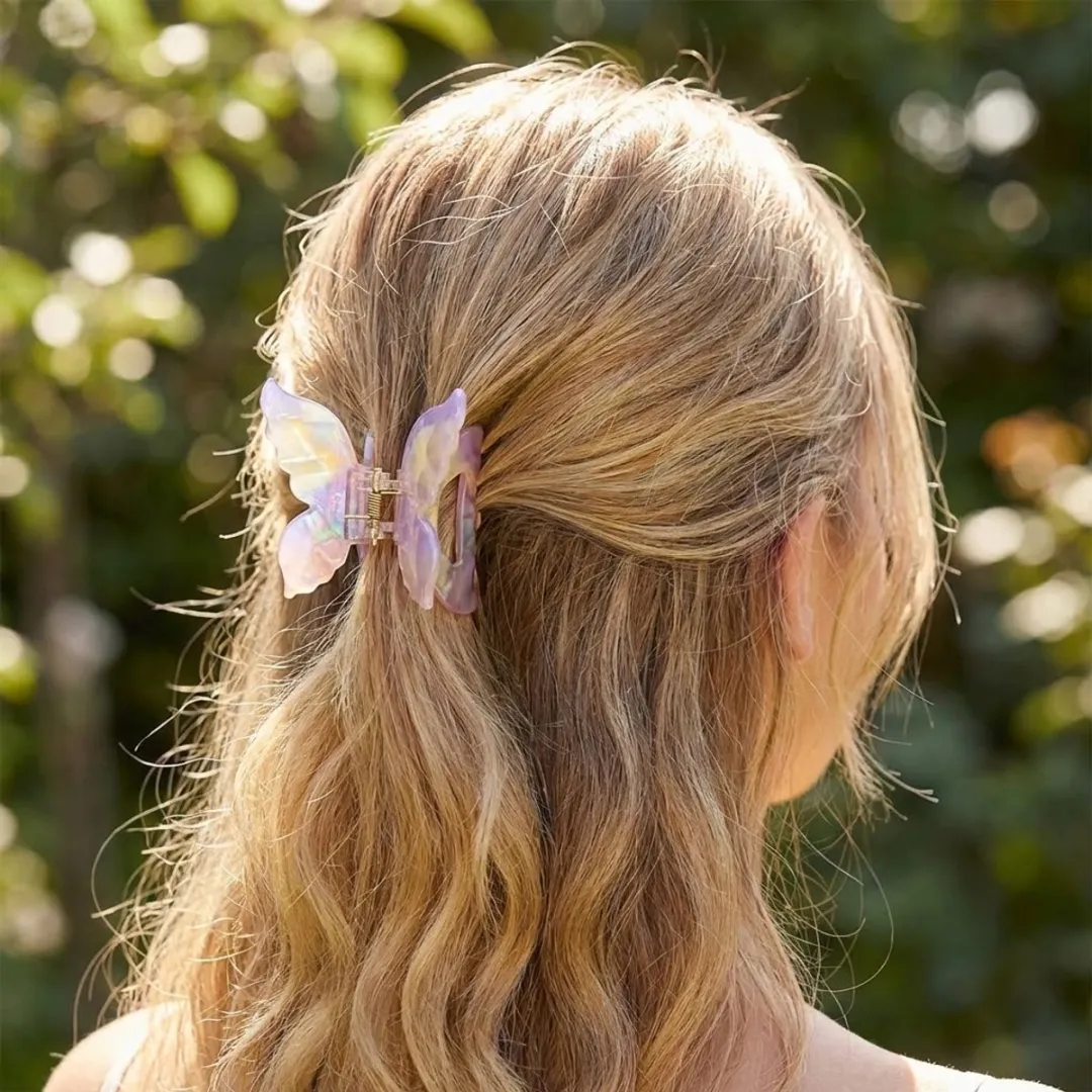 Nuvex Pastel Parelmoer Vlinder Haarclip - Pastel Roze