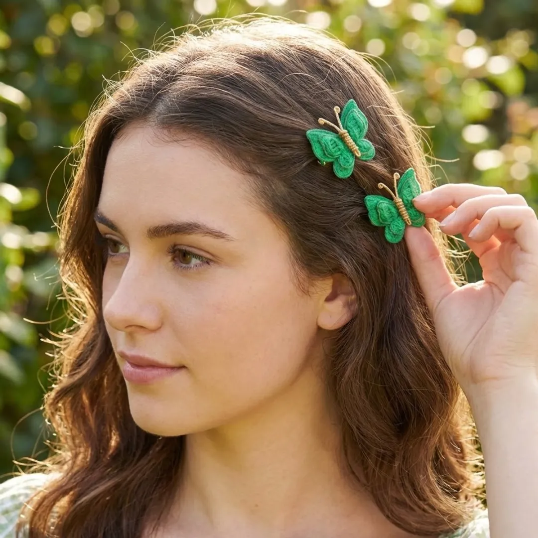 Nuvex Gehaakte Vlinder Haarclips Multicolor - 12 Stuks