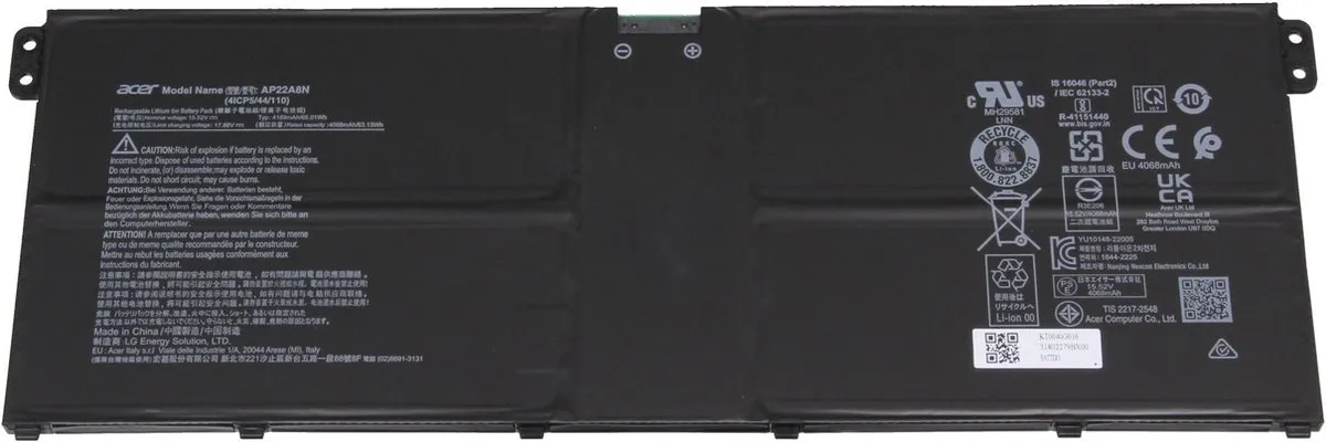 Acer AP22A8N Laptopbatterij 65Wh