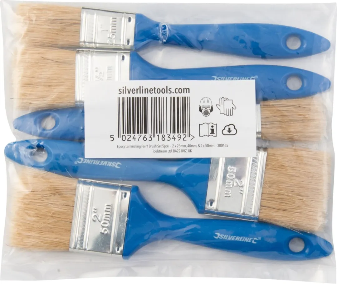 Silverline Lamineer Verfkwasten 5-delig - Blauw/Zilver