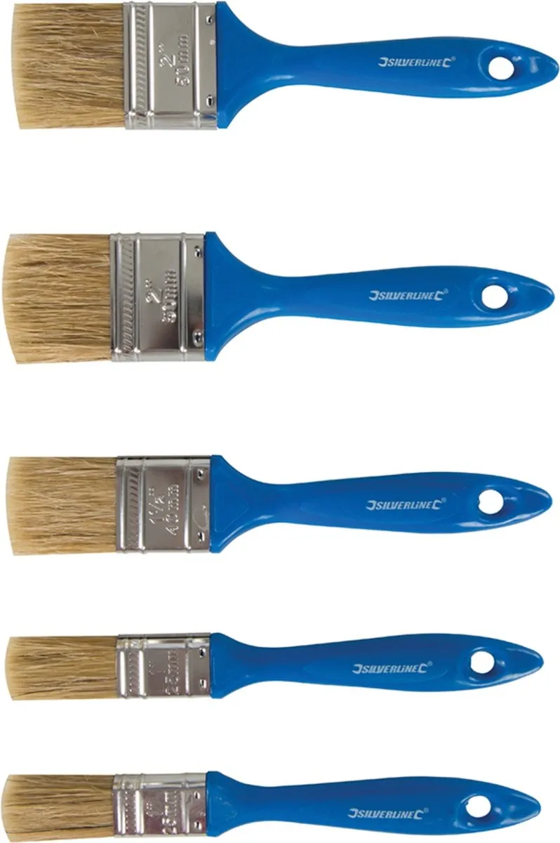 Silverline Lamineer Verfkwasten 5-delig - Blauw/Zilver