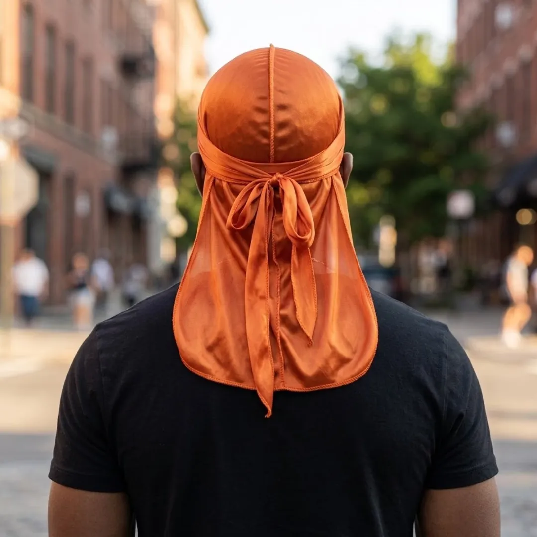 NuveX Oranje Satin Douchemuts - Lange Staarten