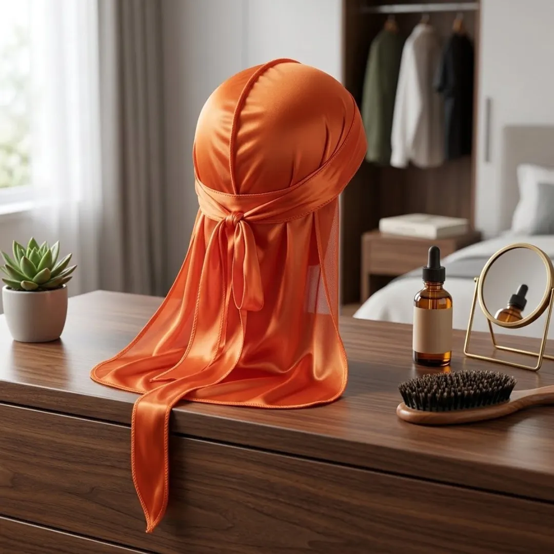 NuveX Oranje Satin Douchemuts - Lange Staarten