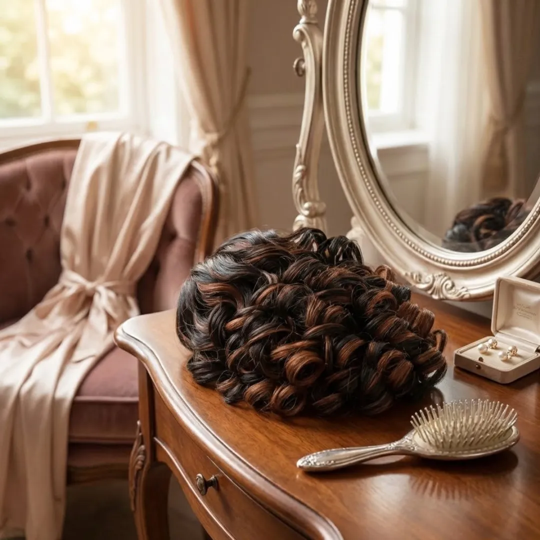 NuveX Clip-in Haar Extensie Ponytail - Zwart/Koperbruin - Curls