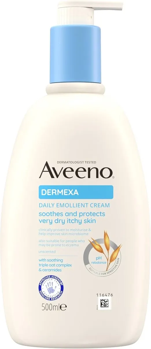 Aveeno Daily Emollient Cream - 500 ml | Verzacht en hydrateert Jeukende, Droge, Gevoelig, Eczeem Huid