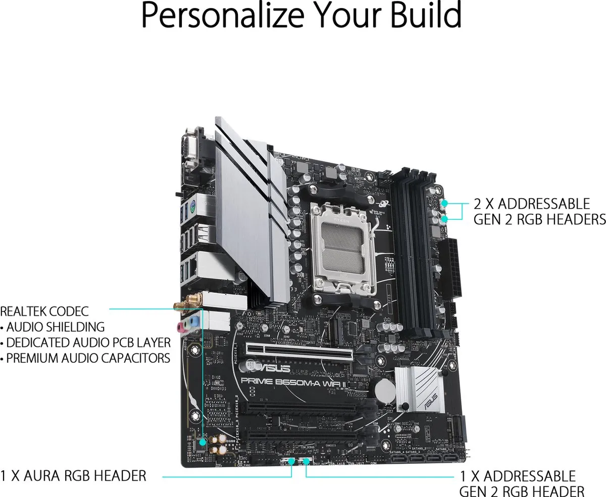 ASUS PRIME B650M-A WiFi II Moederbord - AM5 - Micro-ATX - afbeelding 6 van 6