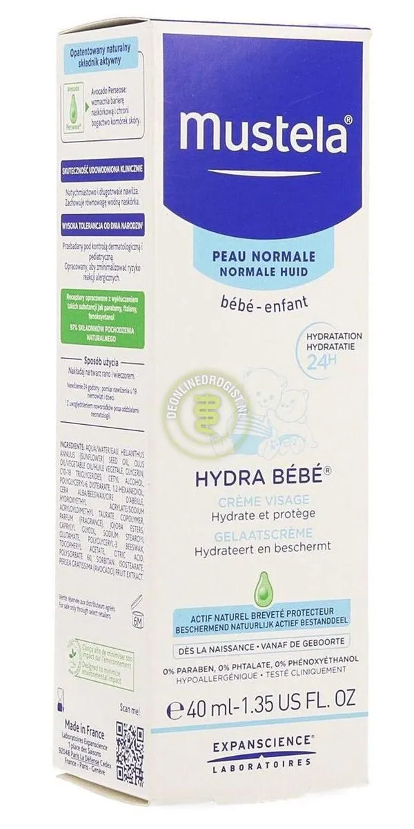 Mustela Hydra Bebe Gezichtscrème 40ml