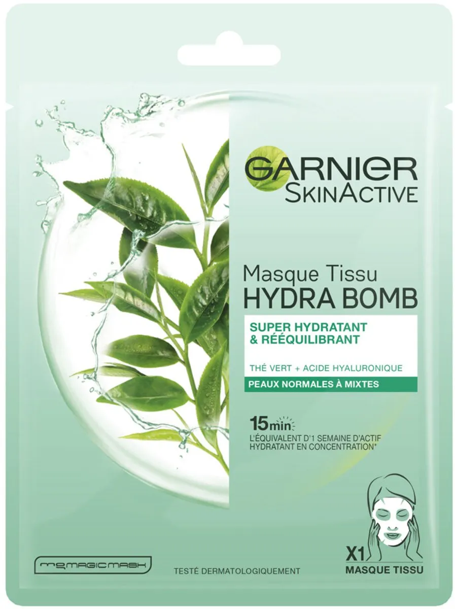 Garnier SkinActive Hydra Bomb Groene Thee Gezichtsmaskers - 2 Stuks