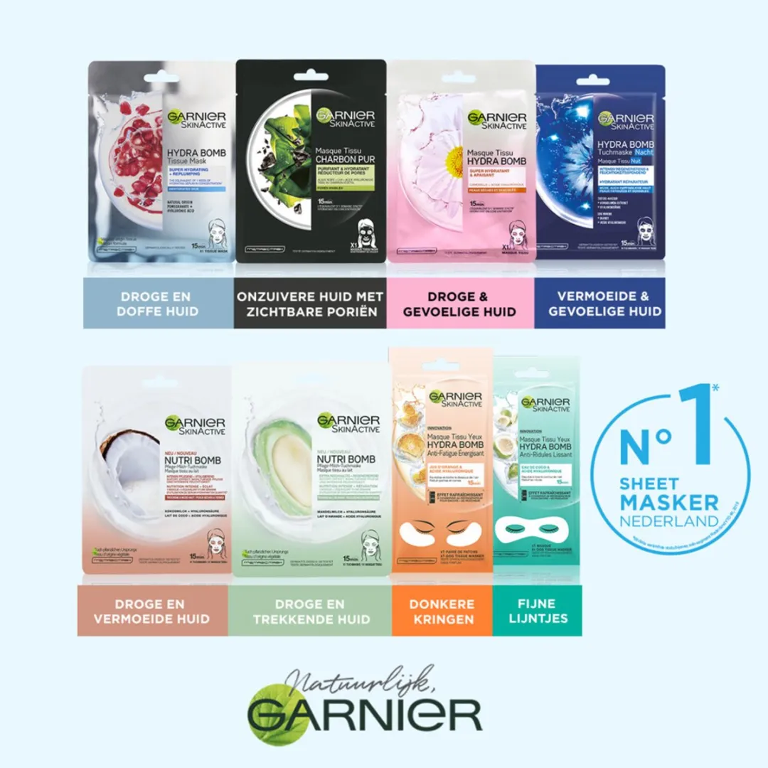 Garnier SkinActive Hydra Bomb Groene Thee Gezichtsmaskers - 2 Stuks