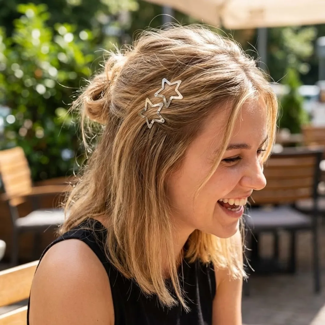 NuveX Zilverkleurige Ster Bedels Haarclips - 60 Stuks