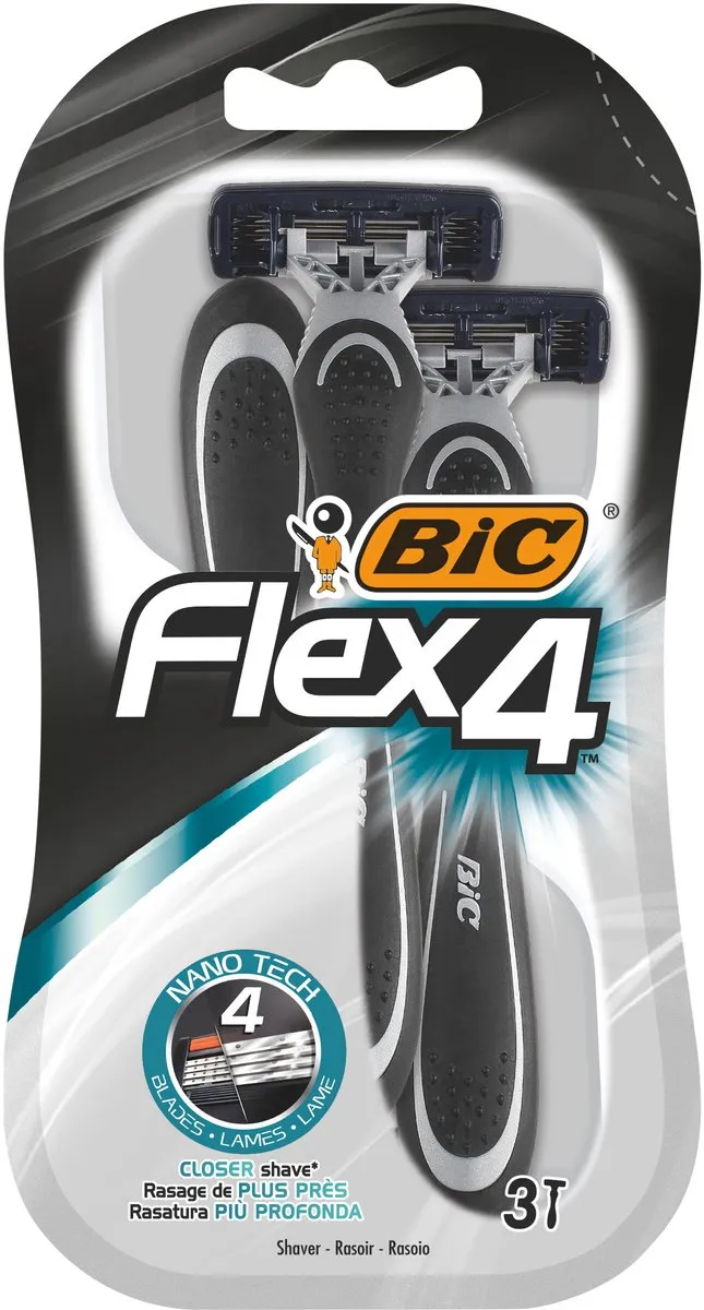 Bic Flex 4 Heren Scheermesjes 5 Bladen - 3 Stuks - Zwart