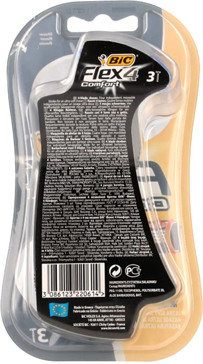 Bic Flex 4 Heren Scheermesjes 5 Bladen - 3 Stuks - Zwart - afbeelding 6 van 6