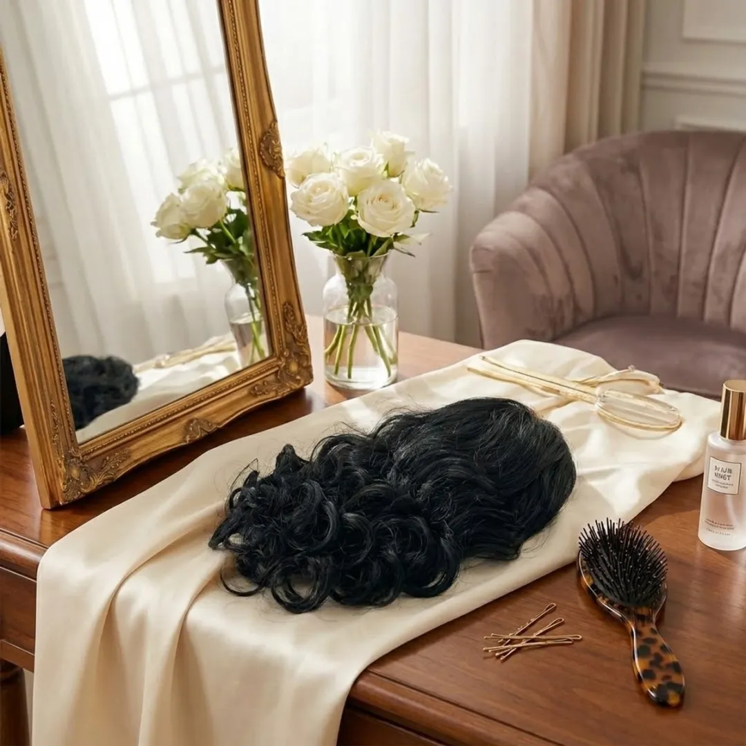 NuveX Zwart Krullend Paardenstaart Haar Extensie - Clip-in Ponytail