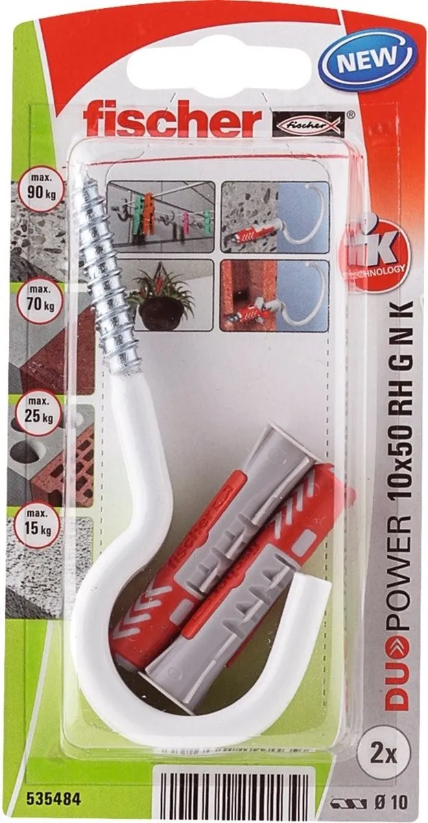 fischer DuoPower 10x50 met nylon grote haak (blister)