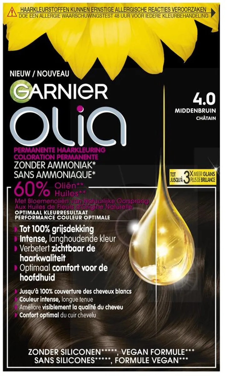 Garnier Olia Haarkleuring Middenbruin - 6 Stuks