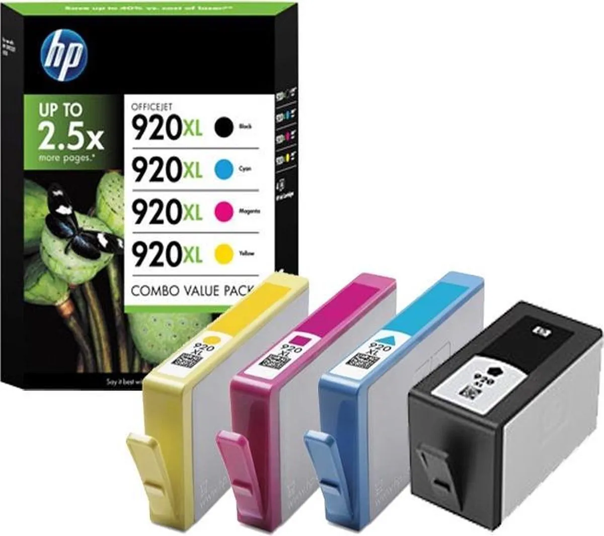 HP 920XL C2N92AE Inktcartridge - 4 Stuks - Zwart/Cyaan/Magenta/Geel